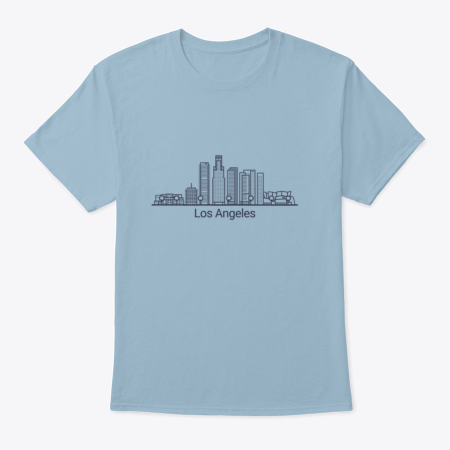 A stylish flat line graphic shirt featuring the iconic Los Angeles cityscape, made from 100% cotton for comfort.