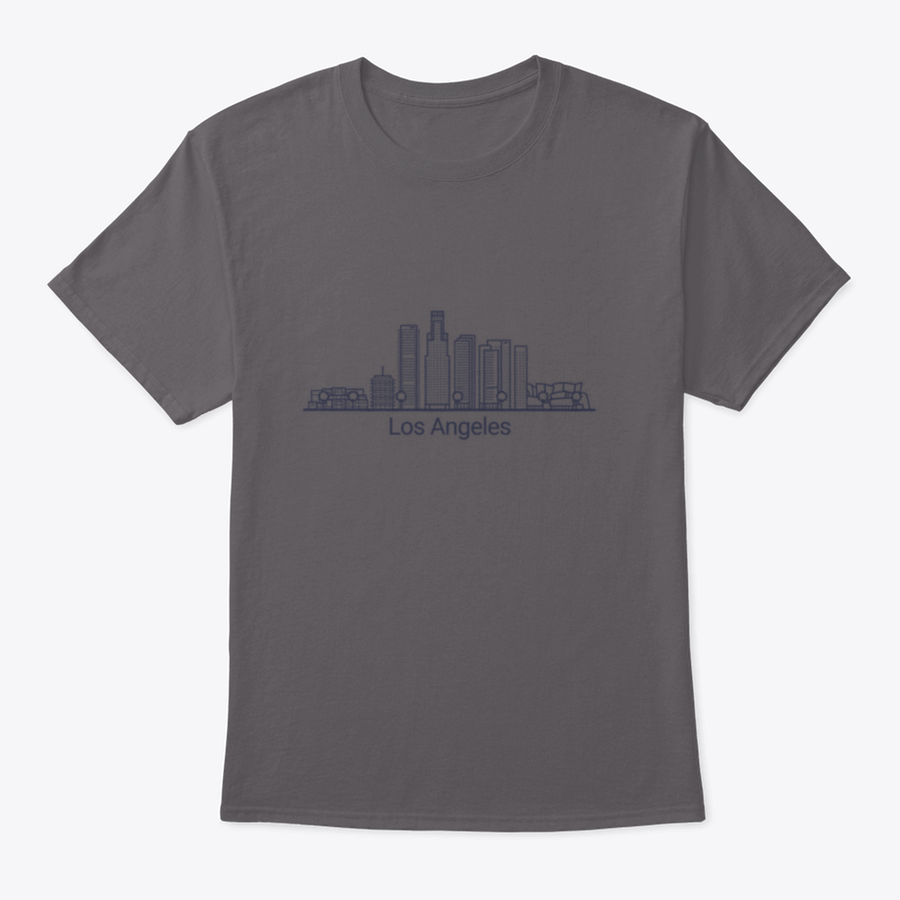 A stylish flat line graphic shirt featuring the iconic Los Angeles cityscape, made from 100% cotton for comfort.