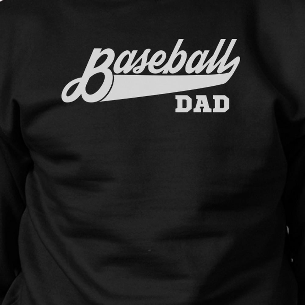 A black sweatshirt with a funny 'Baseball Dad' design, perfect for Father's Day gifts.
