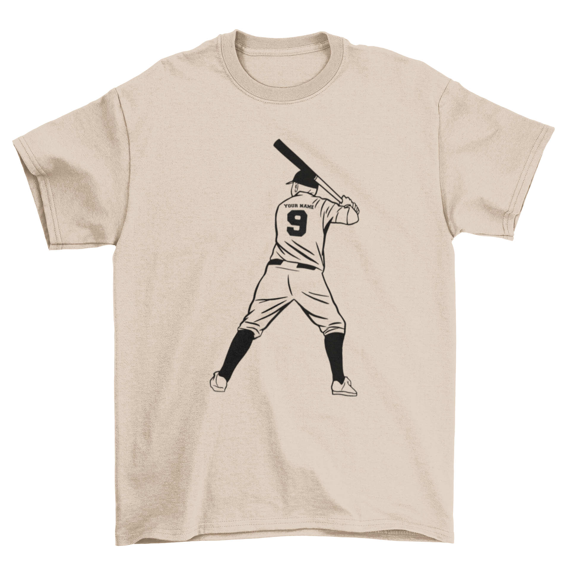 A stylish t-shirt featuring a vibrant illustration of a baseball player in action, perfect for baseball fans.