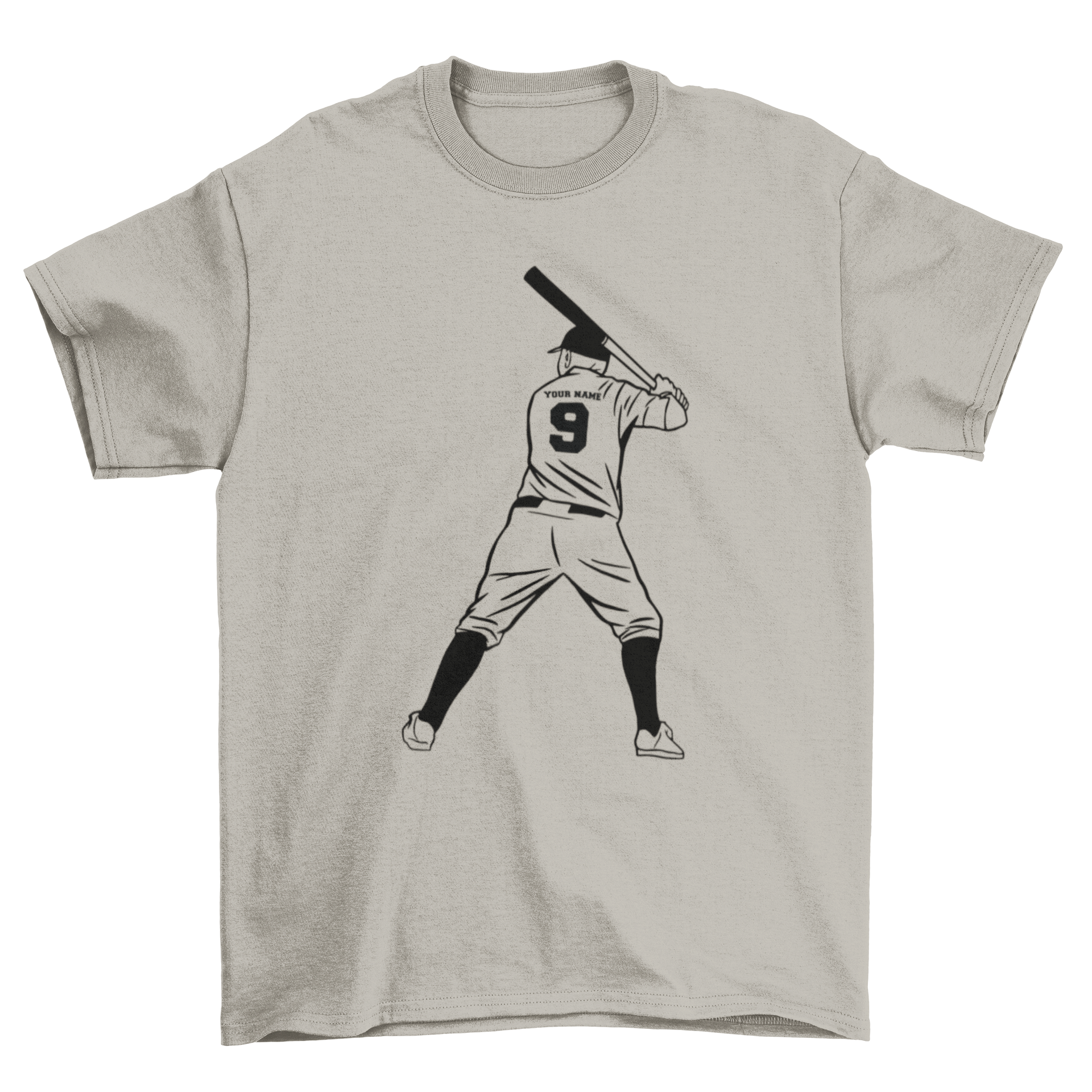 A stylish t-shirt featuring a vibrant illustration of a baseball player in action, perfect for baseball fans.