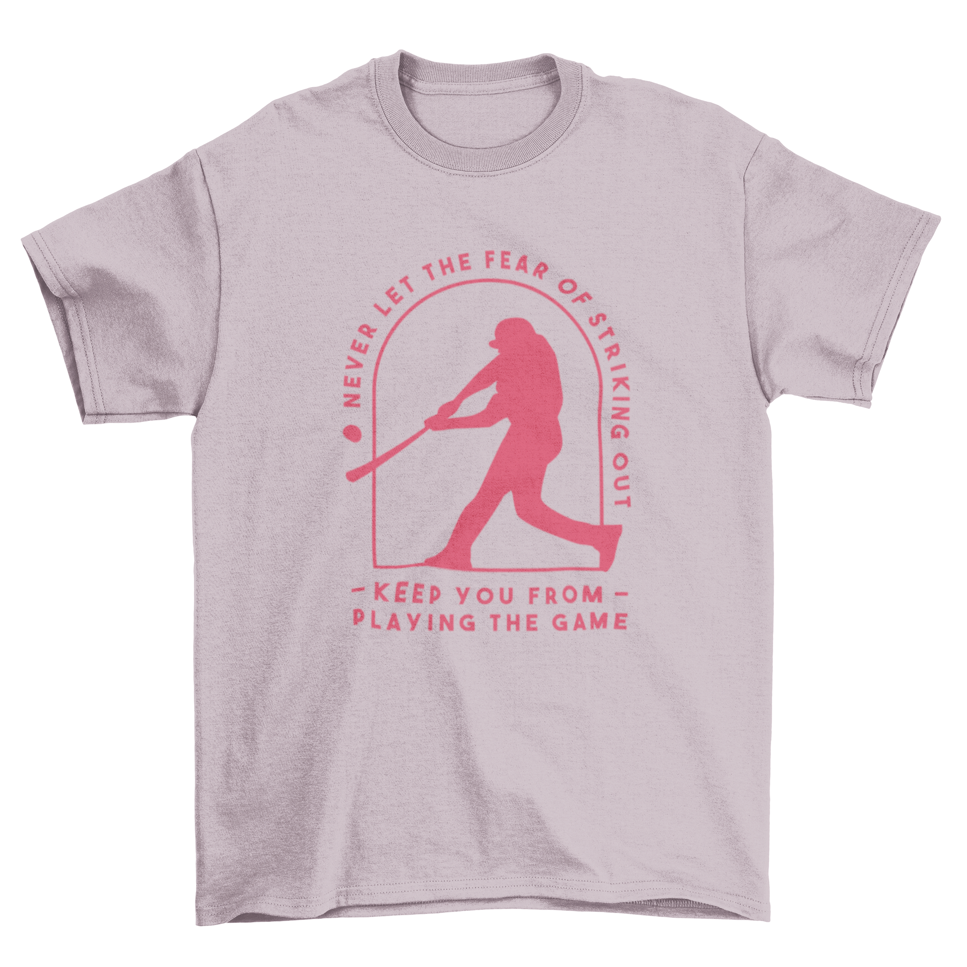 Baseball Quote T-shirt featuring a man hitting a ball with an inspirational quote.