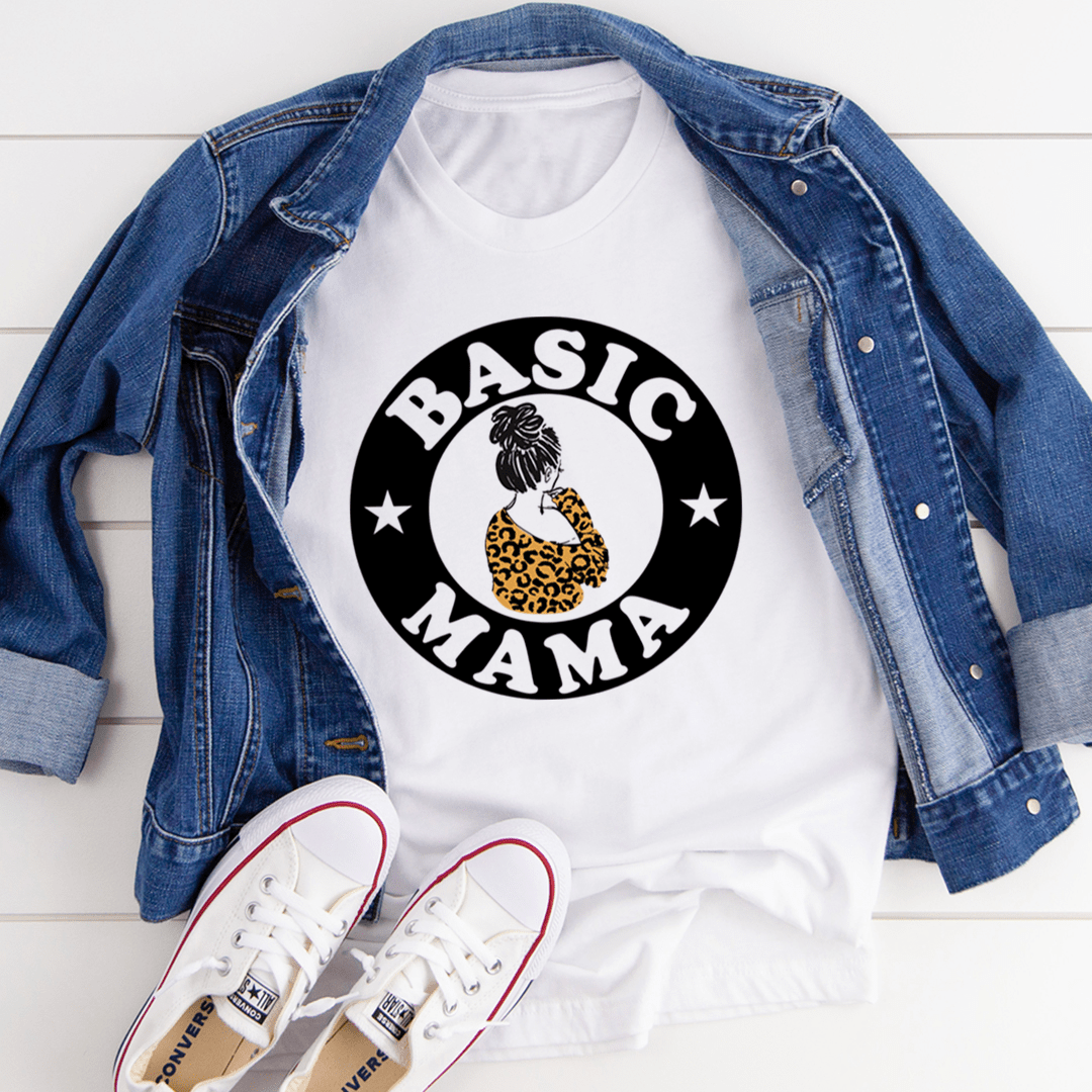 Basic Mama Tee featuring unique digital prints on soft, durable cotton fabric.