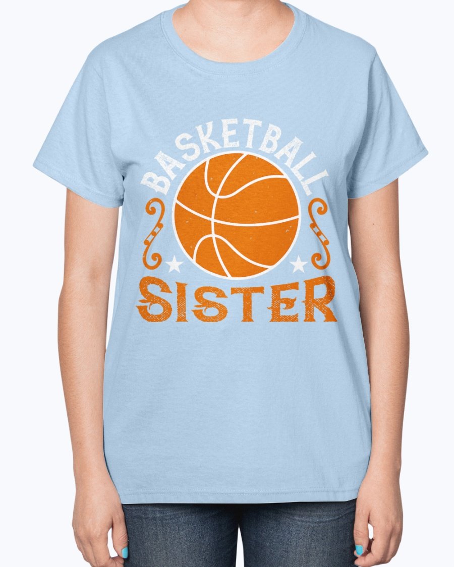 Basketball Sister Ladies T-Shirt featuring a contoured fit and feminine design, perfect for basketball enthusiasts.