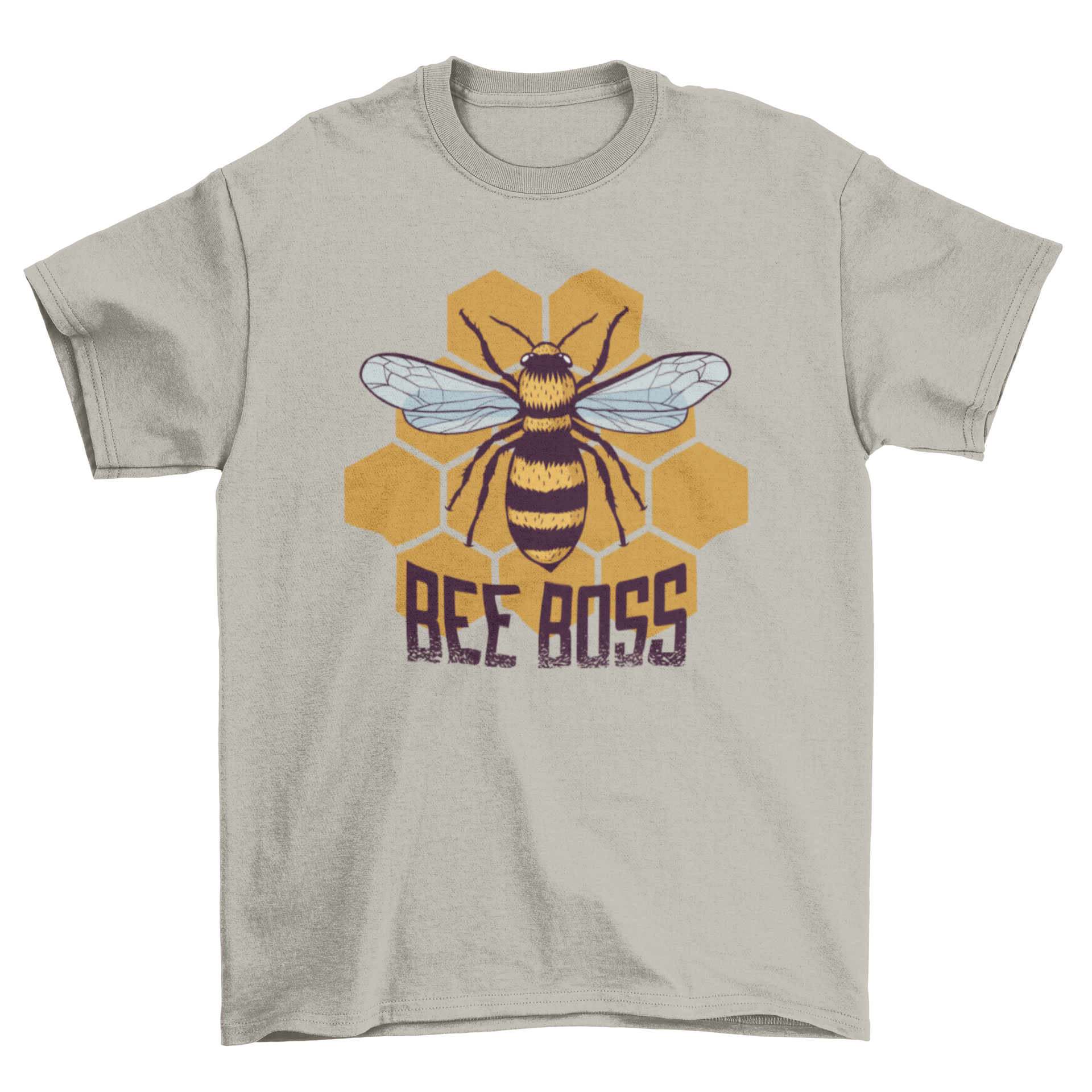 Bee Boss T-Shirt featuring a bee illustration and honeycombs design, perfect for honey lovers and beekeepers.