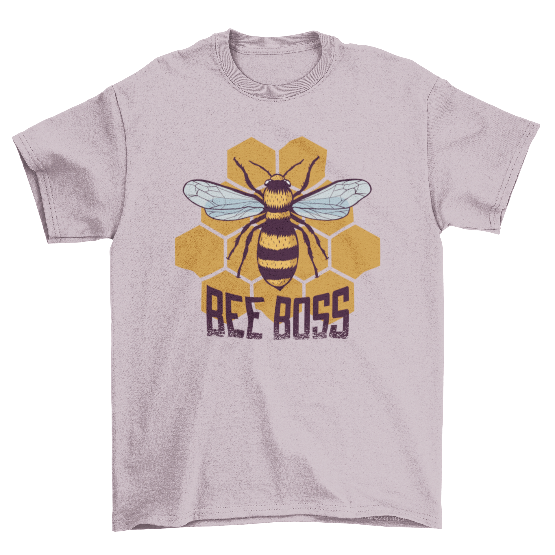 Bee Boss T-Shirt featuring a bee illustration and honeycombs design, perfect for honey lovers and beekeepers.