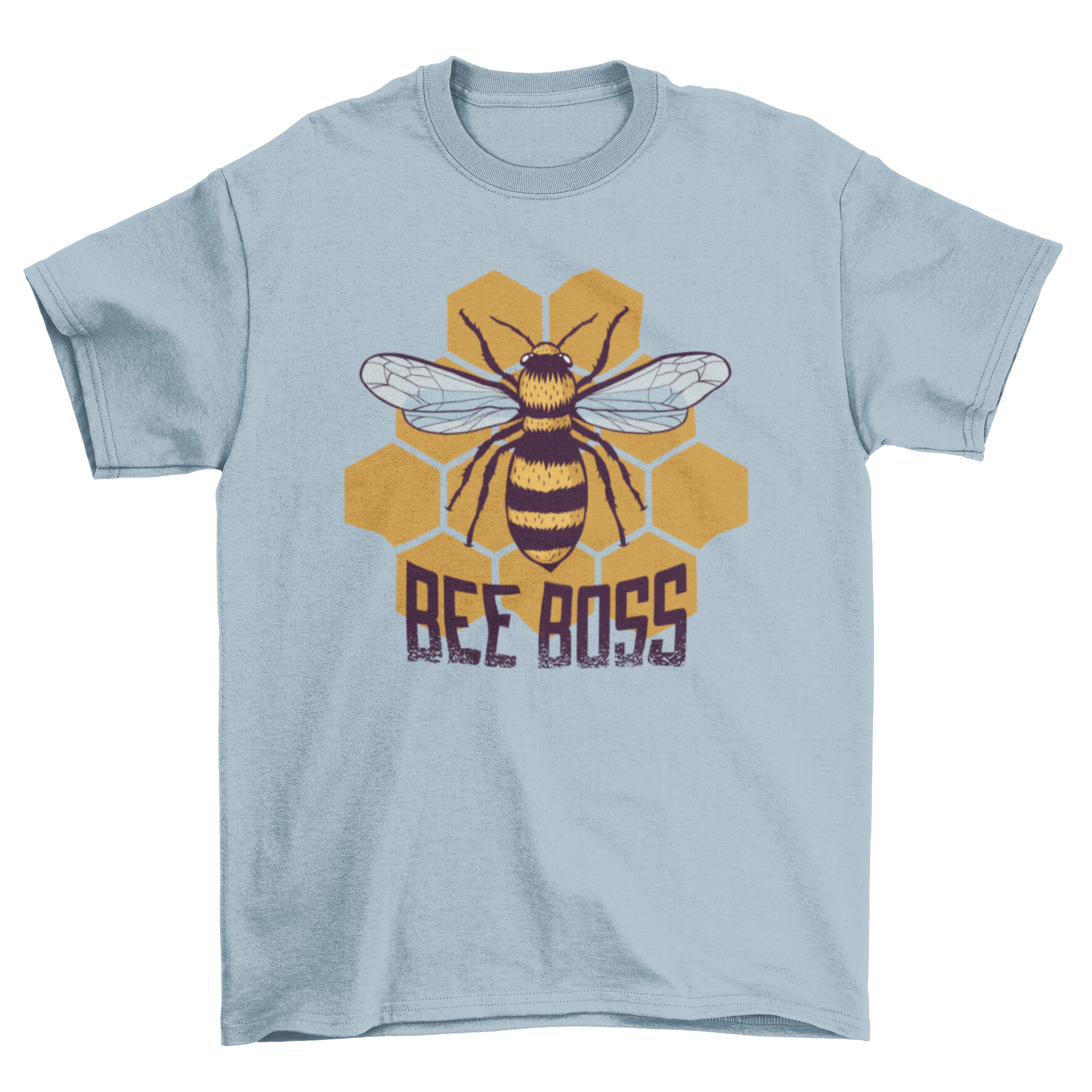 Bee Boss T-Shirt featuring a bee illustration and honeycombs design, perfect for honey lovers and beekeepers.