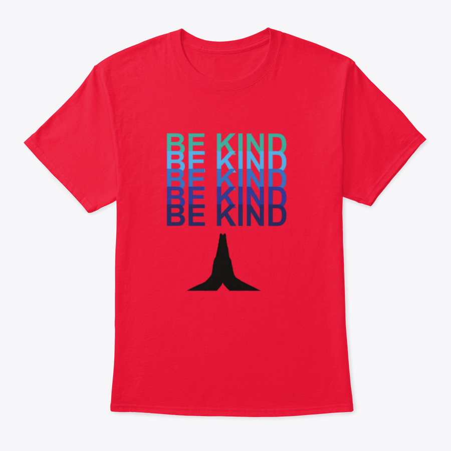Be Kind T-shirt featuring a unique praying hands design, made from soft cotton fabric, available in various colors.