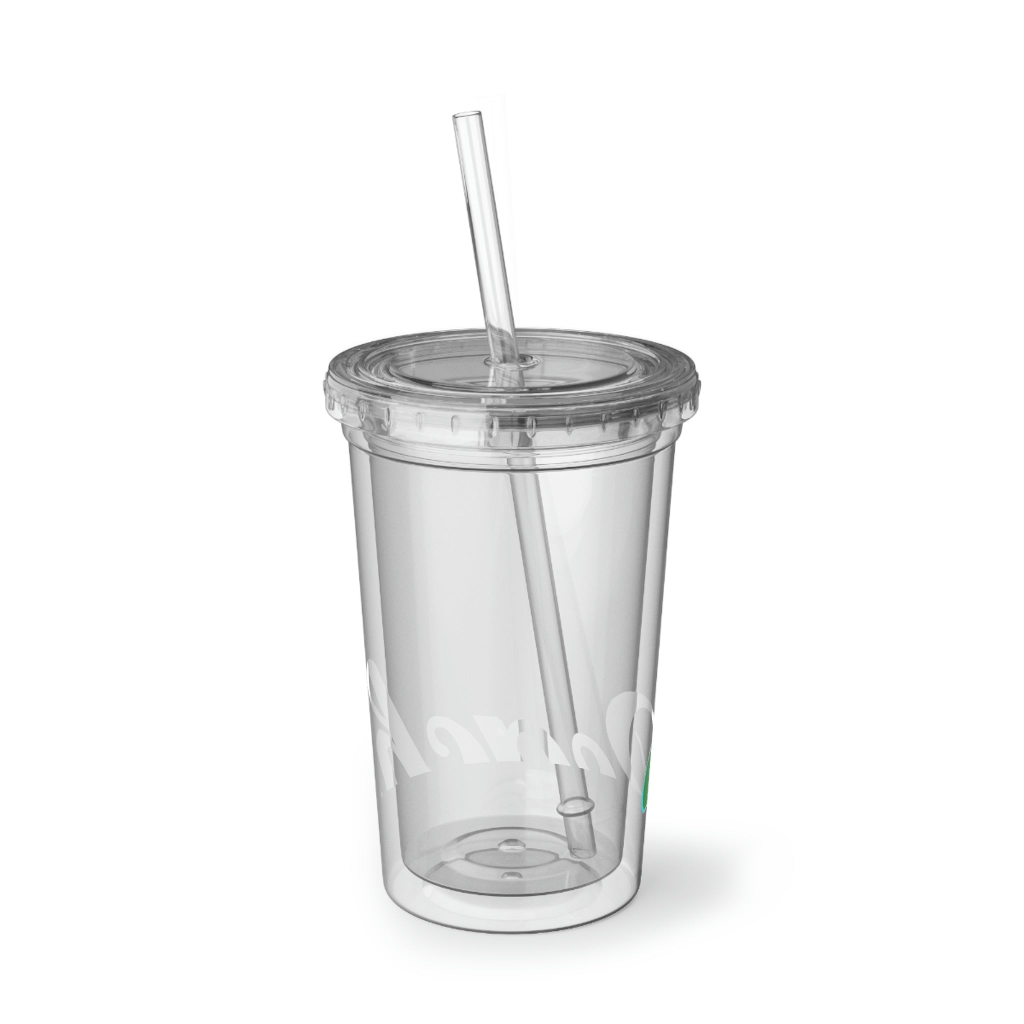 Beach Suave Acrylic Cup with vibrant artwork, double-wall insulation, and a straw, perfect for hot and cold beverages.