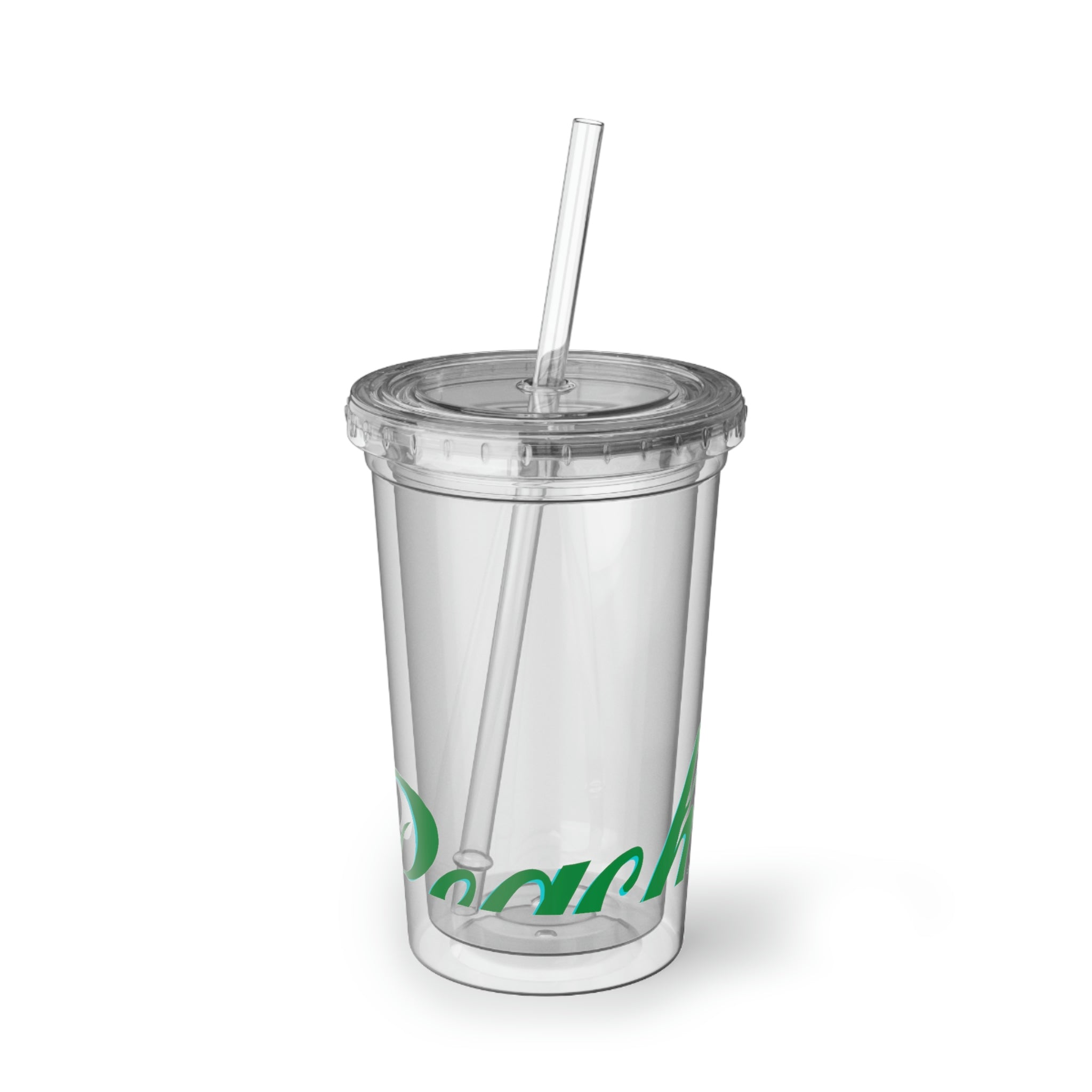 Beach Suave Acrylic Cup with vibrant artwork, double-wall insulation, and a straw, perfect for hot and cold beverages.