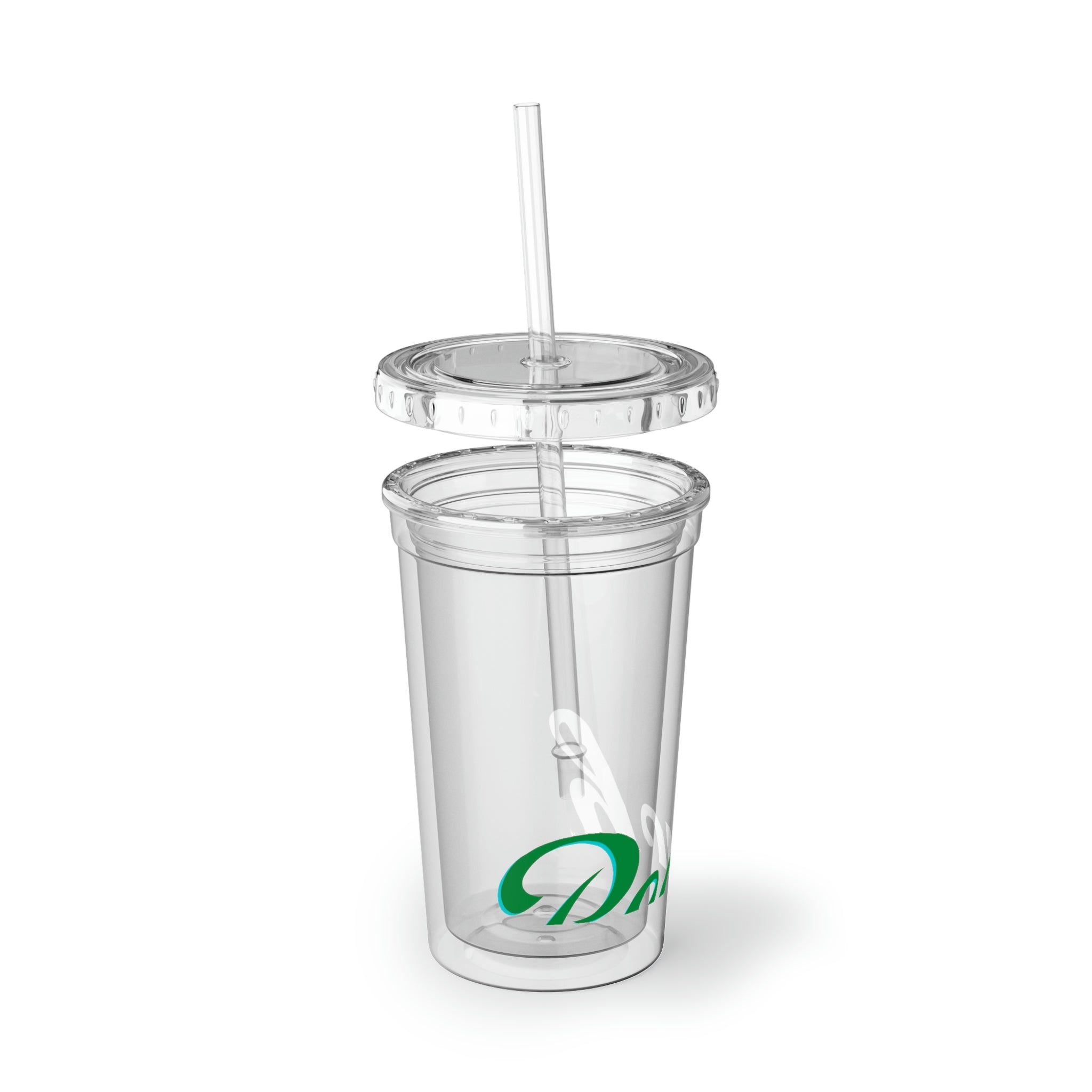 Beach Suave Acrylic Cup with vibrant artwork, double-wall insulation, and a straw, perfect for hot and cold beverages.