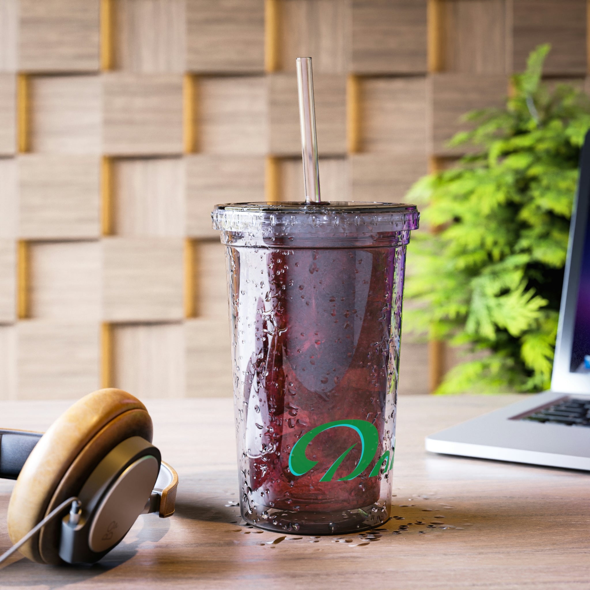 Beach Suave Acrylic Cup with vibrant artwork, double-wall insulation, and a straw, perfect for hot and cold beverages.