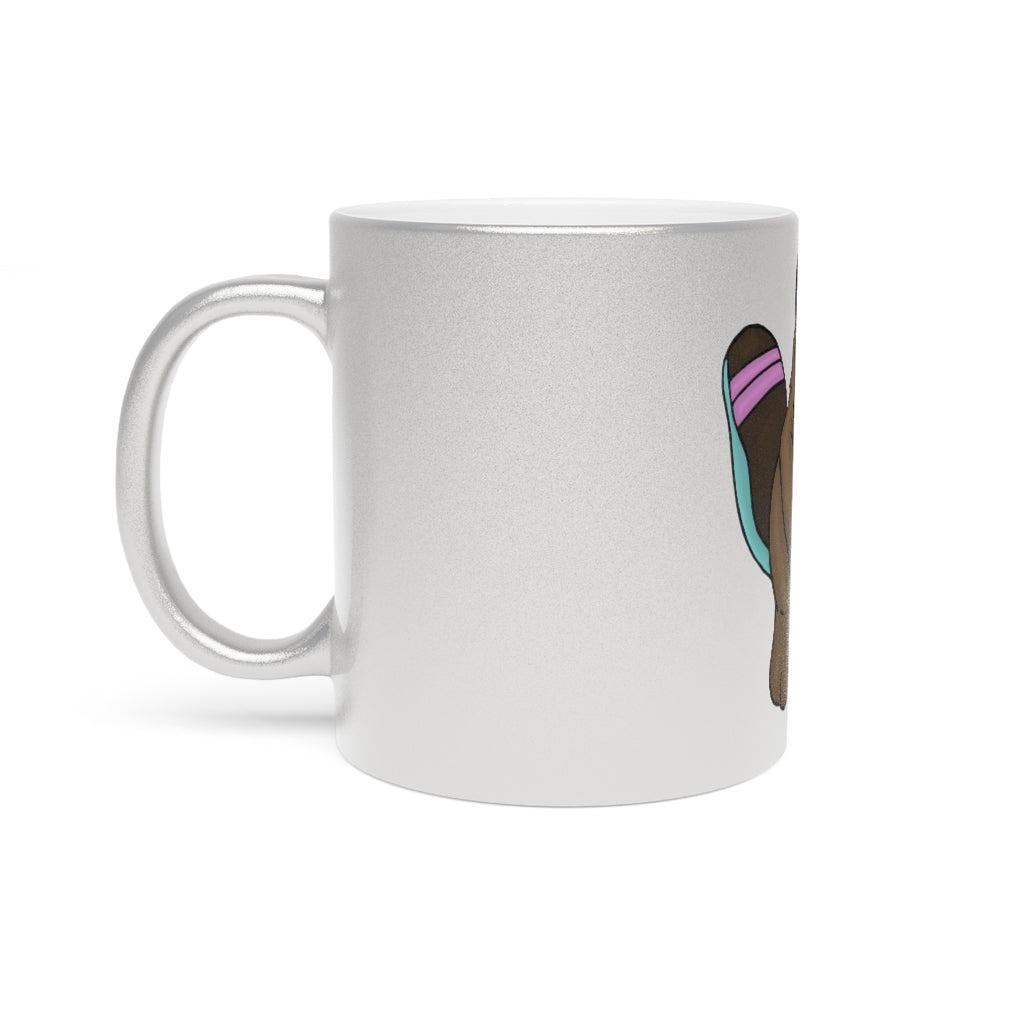 Beachu Metallic Mug in Silver and Gold finishes, showcasing personalized designs and a comfortable C-handle.