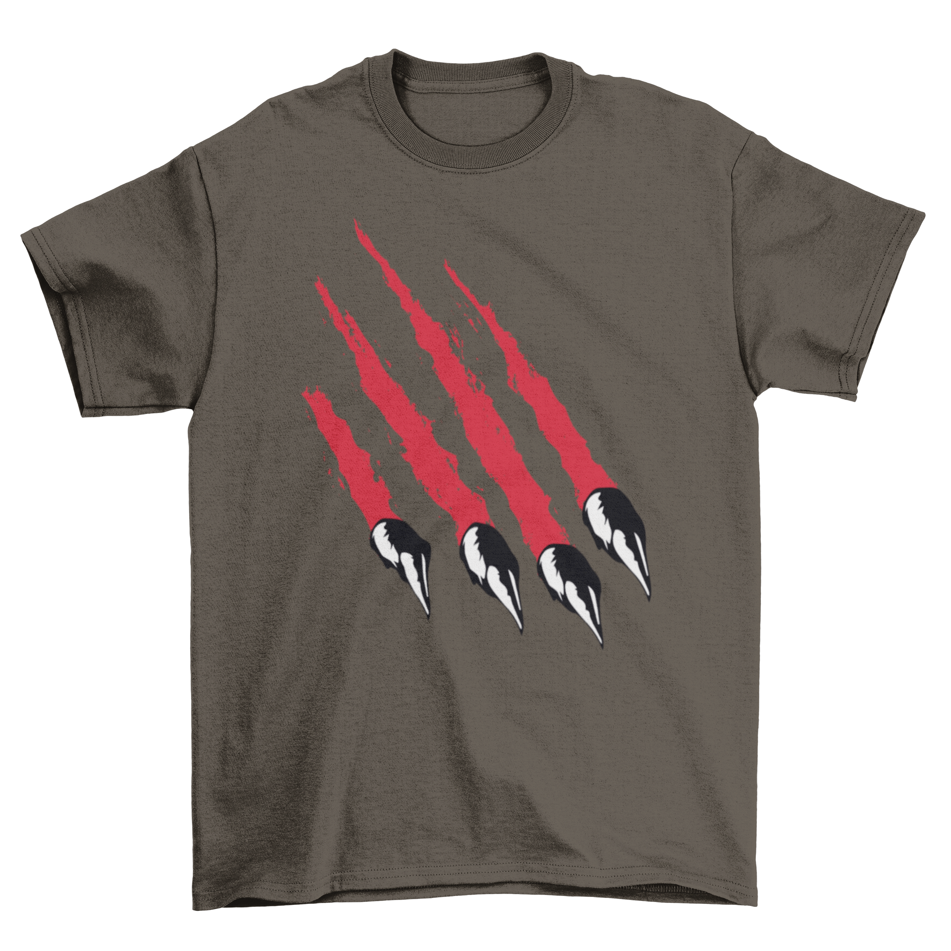Bear Claw T-shirt featuring a detailed illustration of bear claws with blood marks, showcasing a fierce and adventurous design.