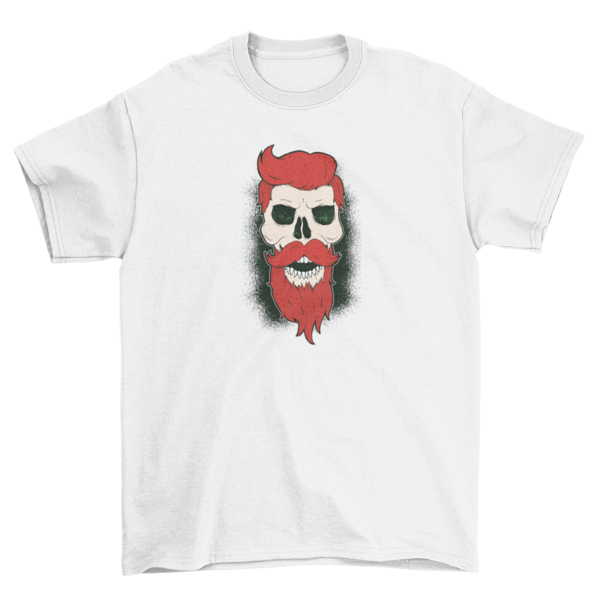 Bearded Skull Graphic T-shirt featuring a detailed skull design with hair and beard, perfect for edgy fashion lovers.