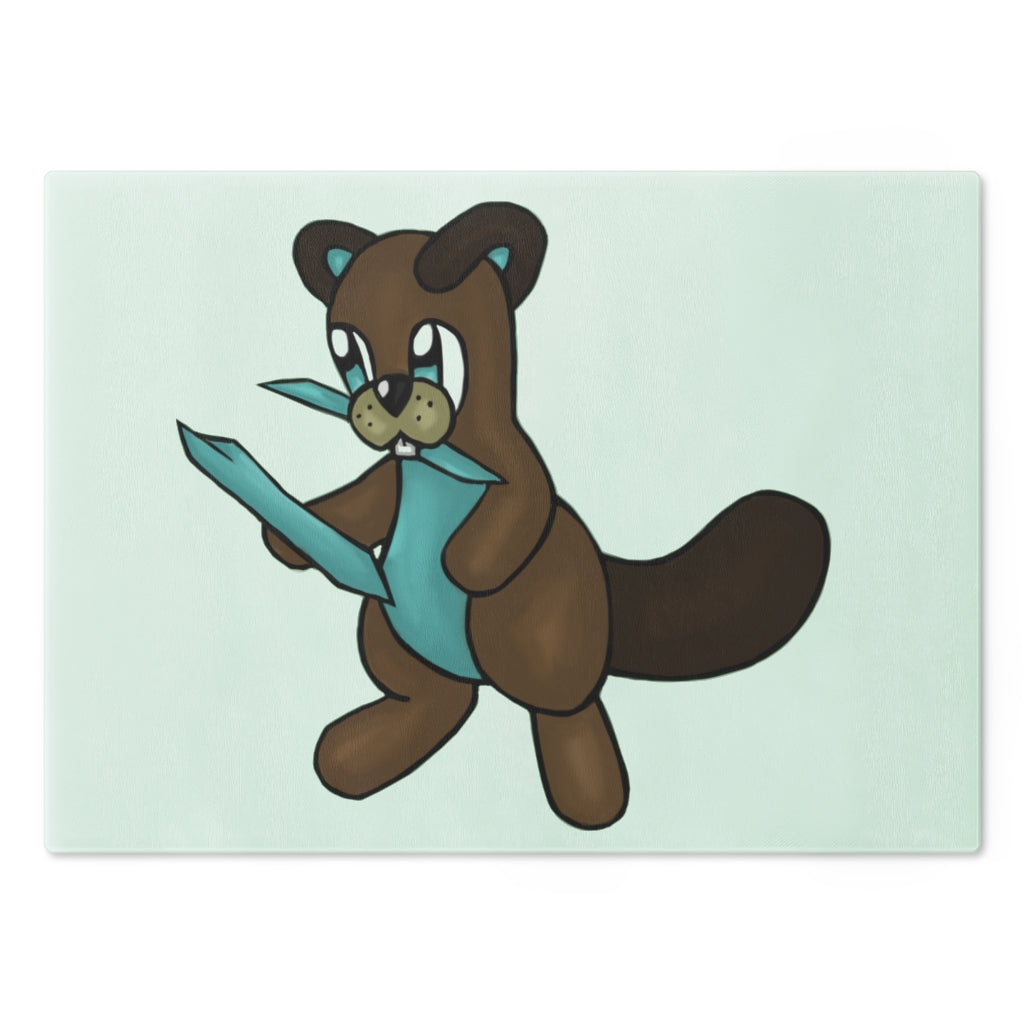 Beatrice Cutting Board made of tempered glass with rubber dots for stability, showcasing a modern design suitable for any kitchen.