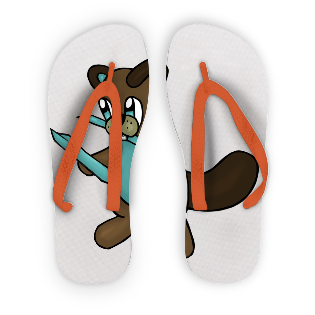 Beatrice Kids Flip Flops featuring colorful printed fabric and soft black or orange straps, perfect for summer fun.