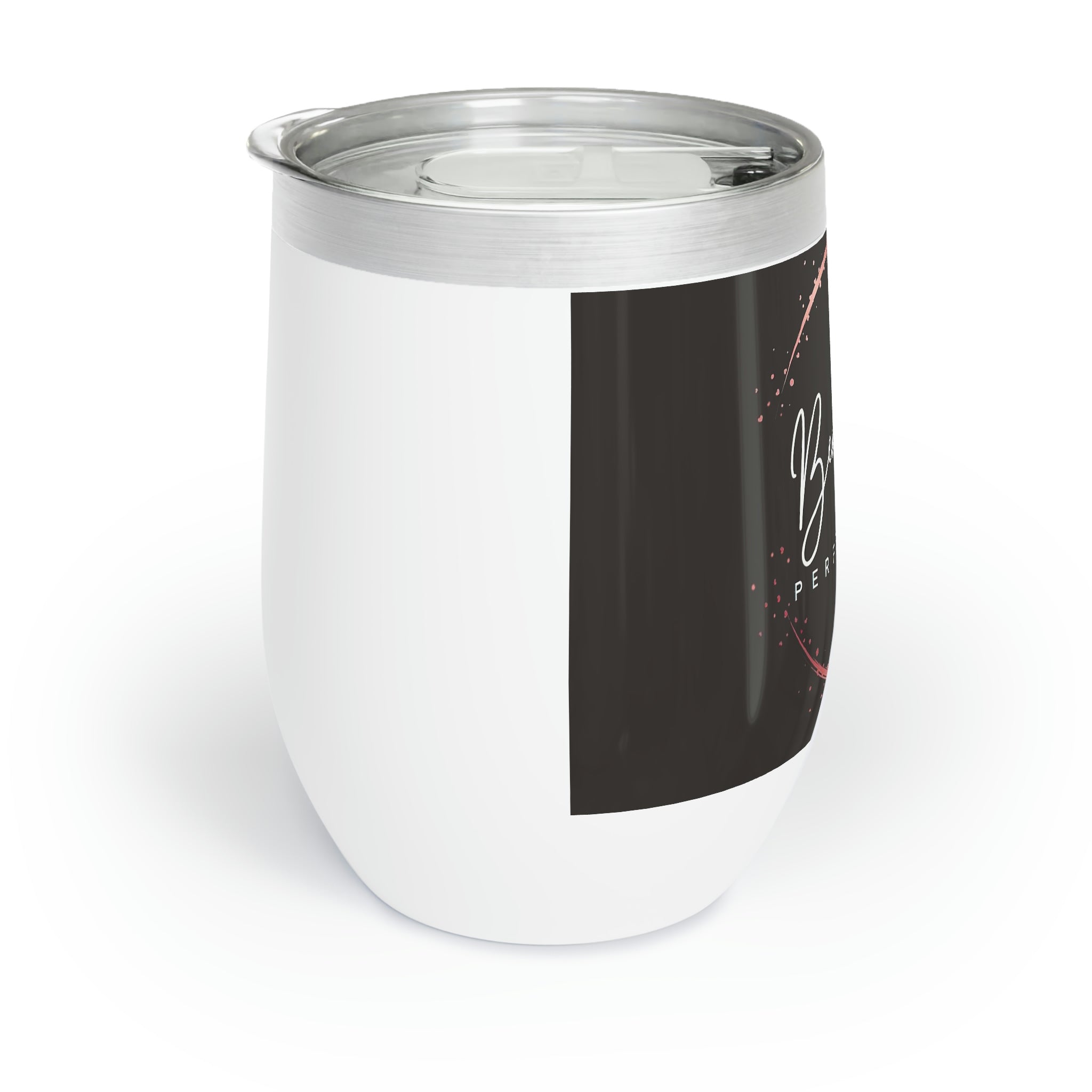 Beauty is Perfection Chill Wine Tumbler in stainless steel with a sleek design, showcasing its double-insulated walls and stemless structure.