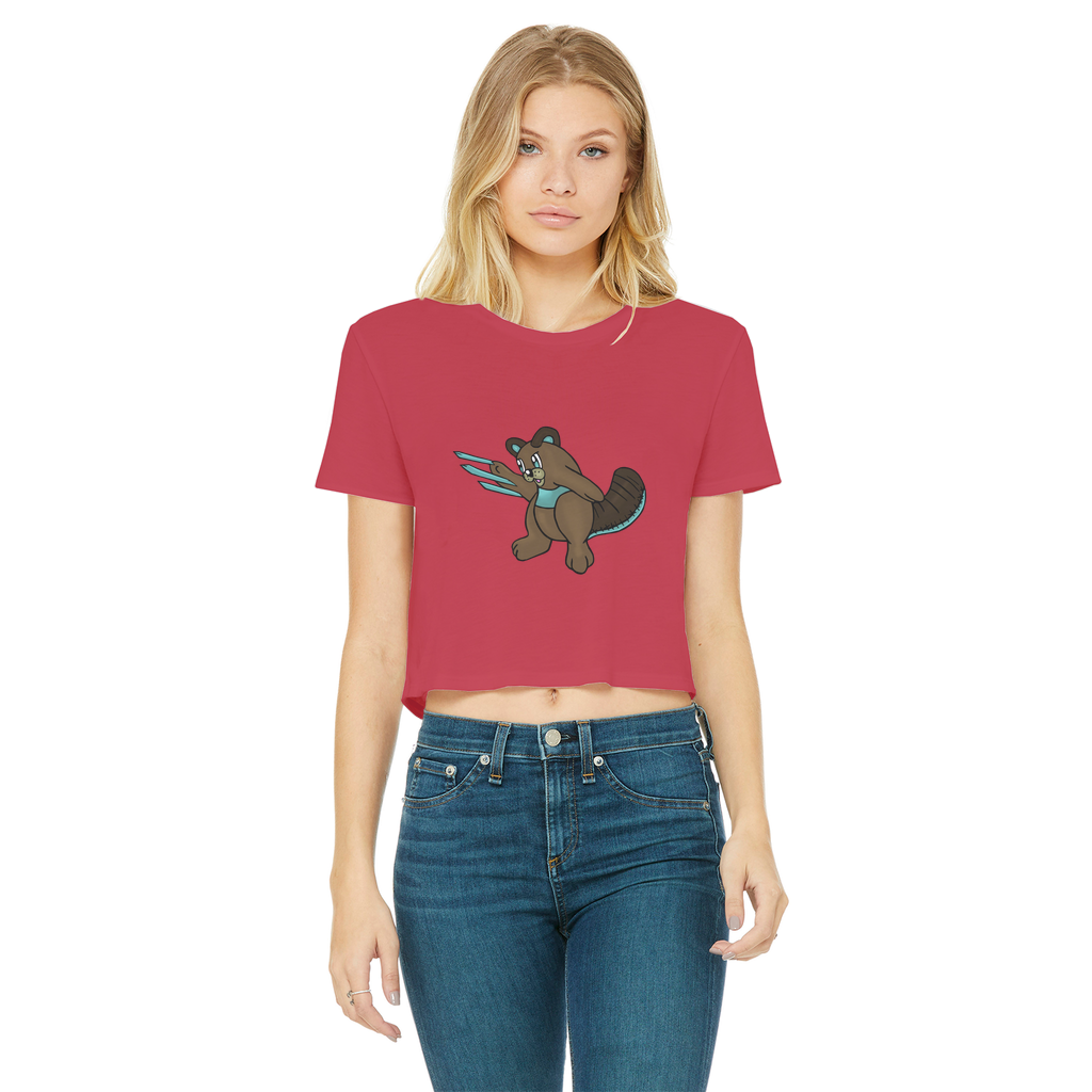 Beaveice Classic Women's Cropped Raw Edge T-Shirt in various colors, showcasing the round neck and raw edge hem design.