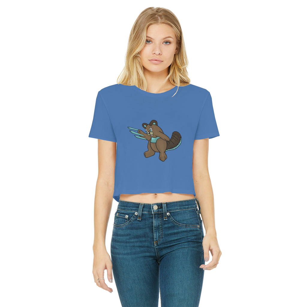 Beaveice Classic Women's Cropped Raw Edge T-Shirt in various colors, showcasing the round neck and raw edge hem design.