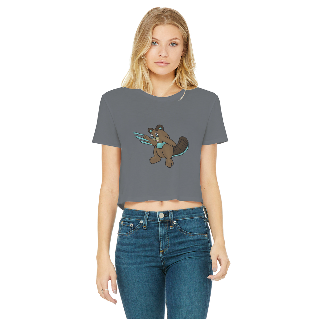 Beaveice Classic Women's Cropped Raw Edge T-Shirt in various colors, showcasing the round neck and raw edge hem design.