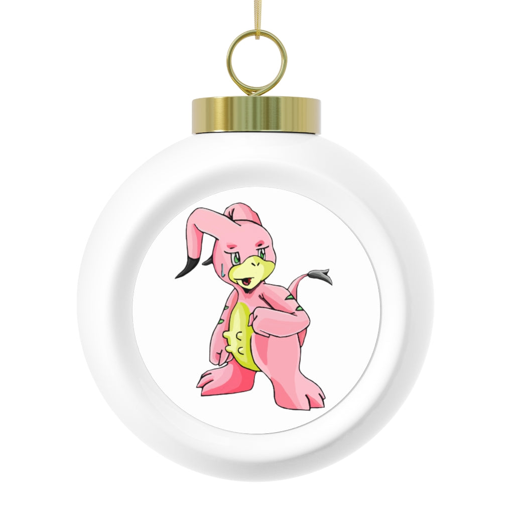 Bebow Christmas Ball Ornament with glossy finish and gold ribbon, featuring a vintage design and customizable metal insert.