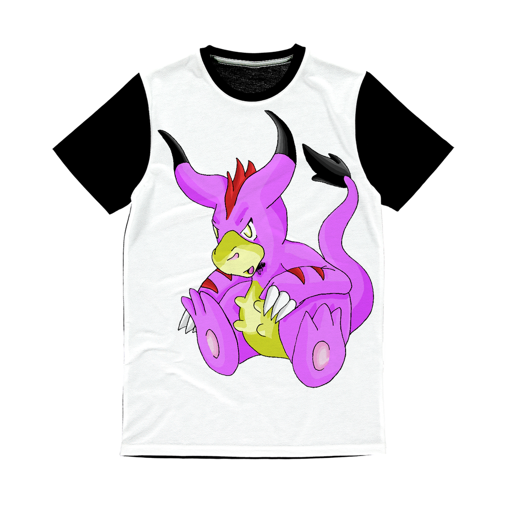 Beboxu Classic Sublimation Panel T-Shirt featuring a vibrant front design and a plain black back, ideal for sublimation printing.