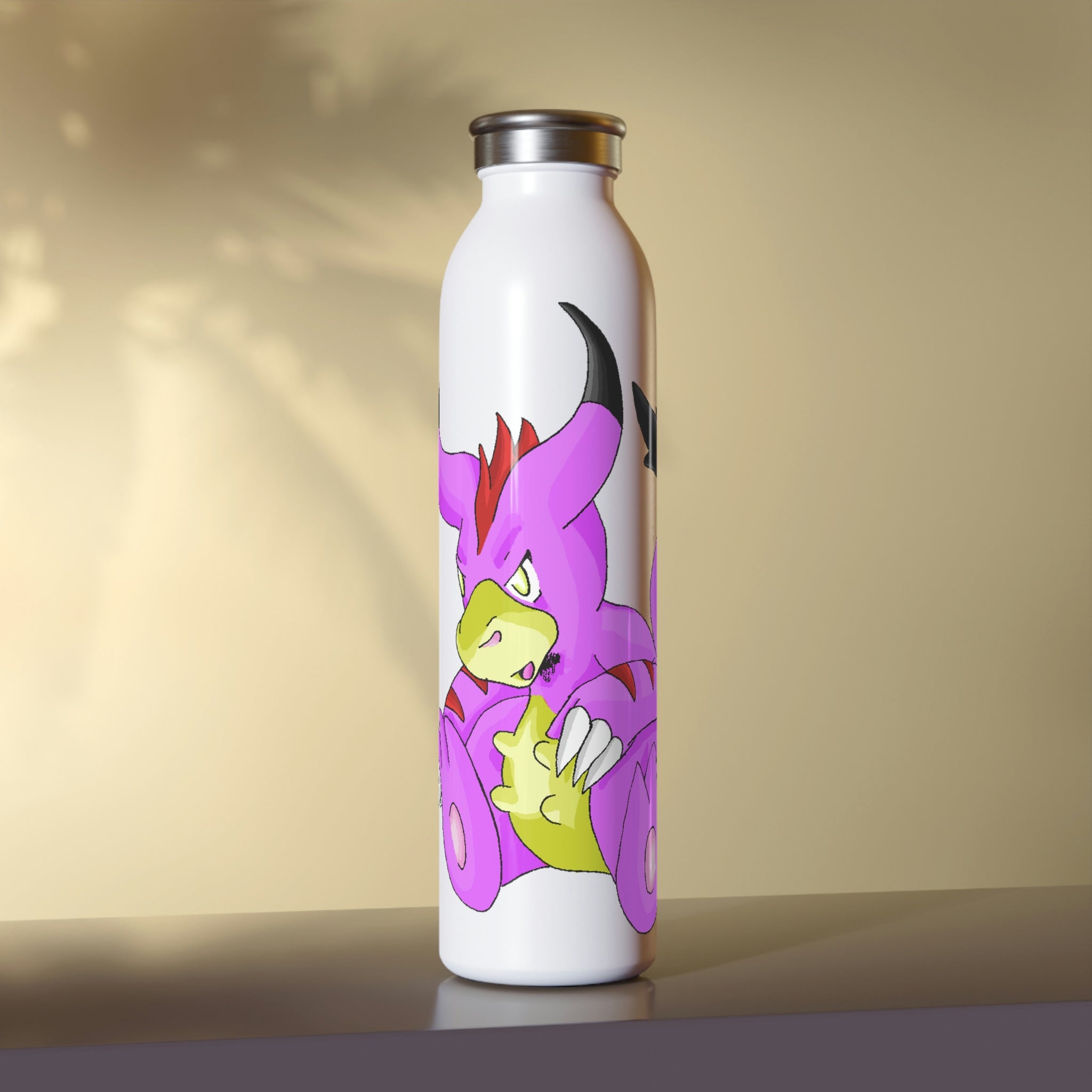 Beboxu Slim Water Bottle with customizable matte finish and silver stainless steel cap, showcasing its sleek design and 20oz capacity.