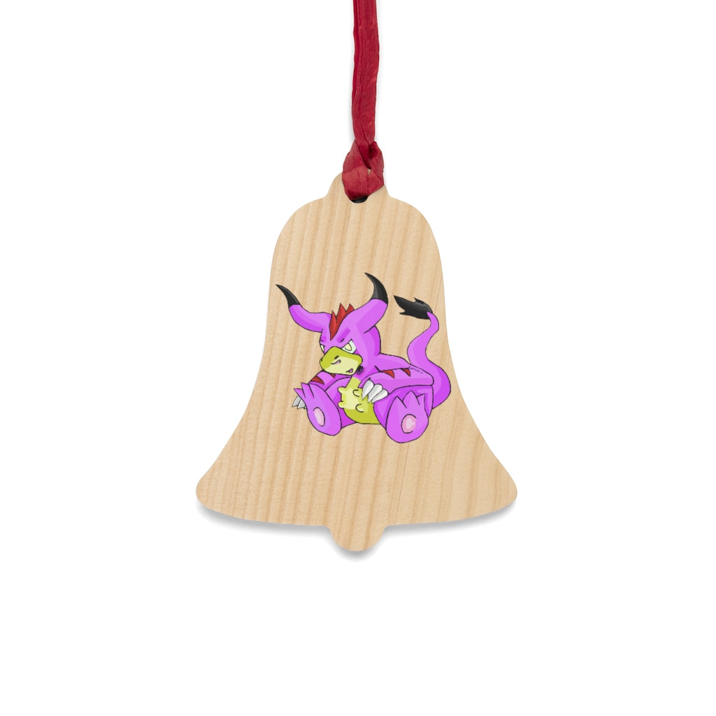 Beboxu Wooden Christmas Ornaments in various whimsical shapes, featuring a rustic wood finish and red hanging ribbons.