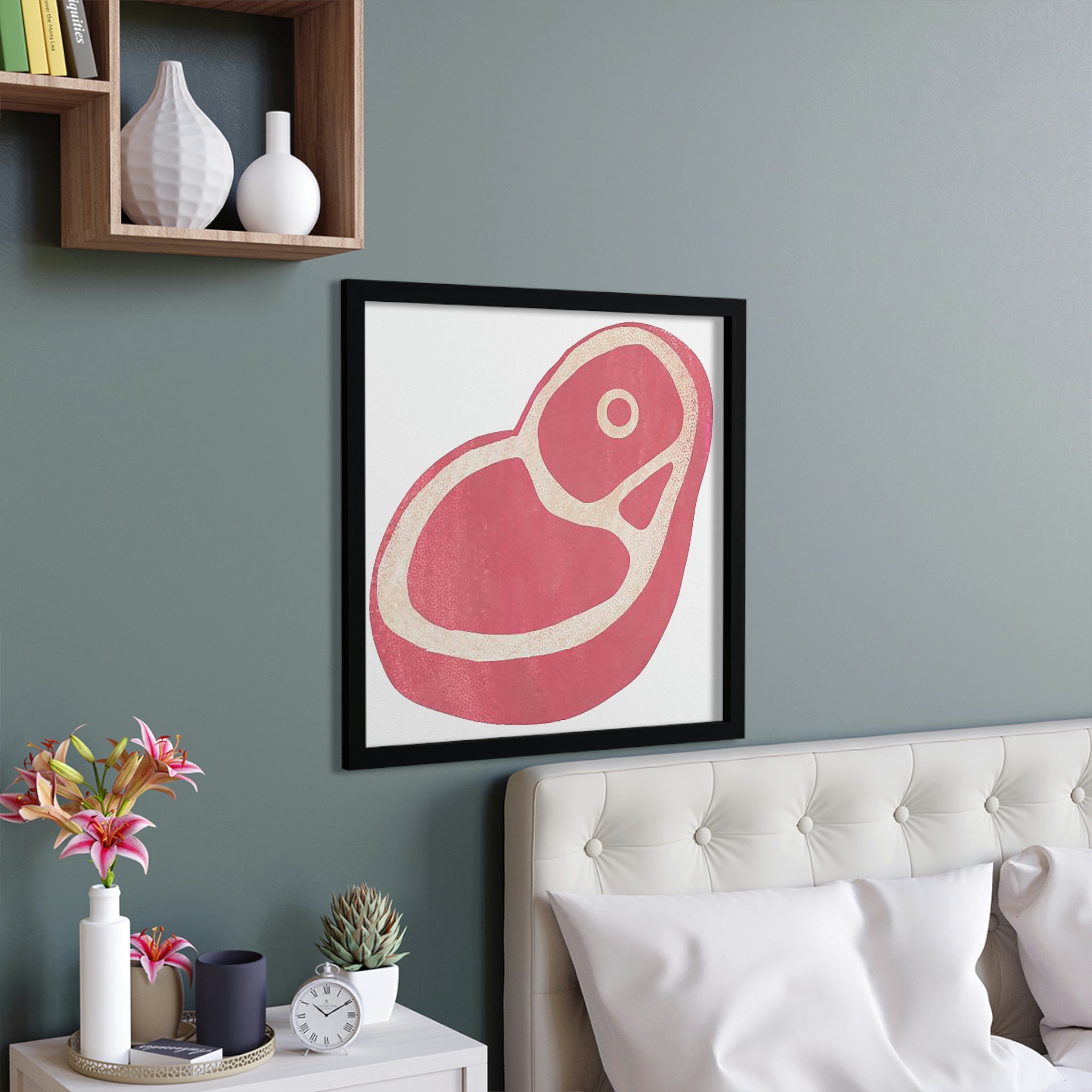 A beautifully framed Beef Framed Poster showcasing vibrant colors and a hand-crafted wooden frame, perfect for home decor.