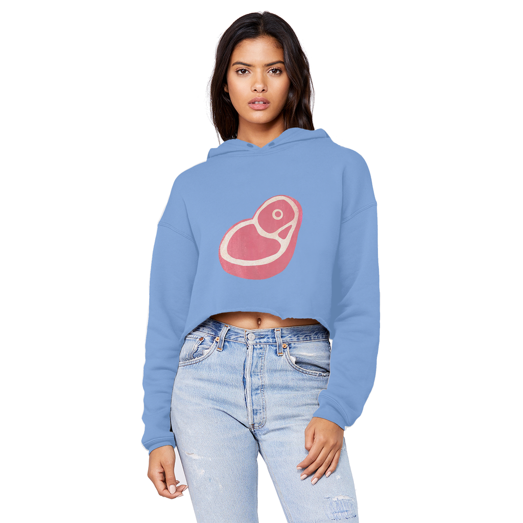 Beef Unisex Cropped Raw Edge Boyfriend Hoodie in various colors, showcasing its stylish design and soft fabric.