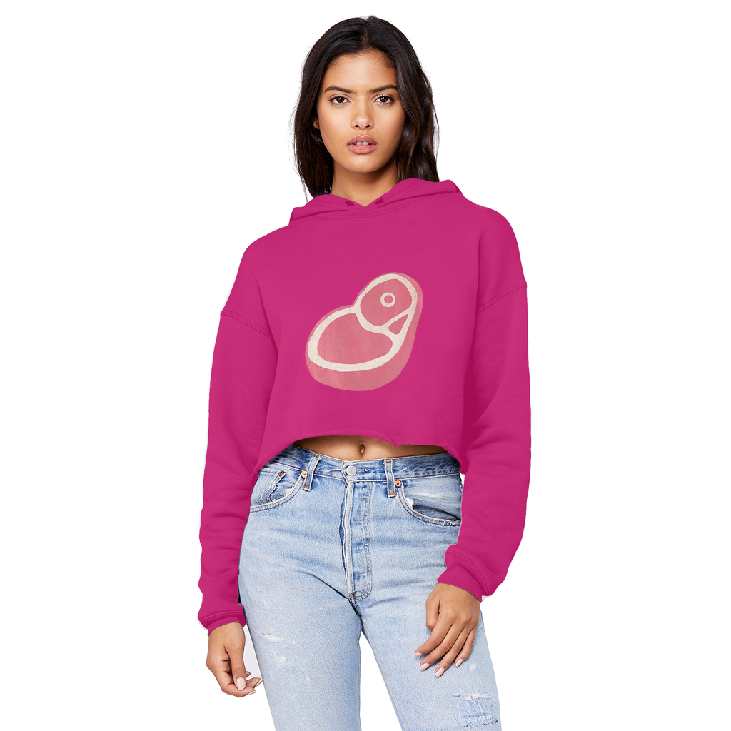 Beef Unisex Cropped Raw Edge Boyfriend Hoodie in various colors, showcasing its stylish design and soft fabric.