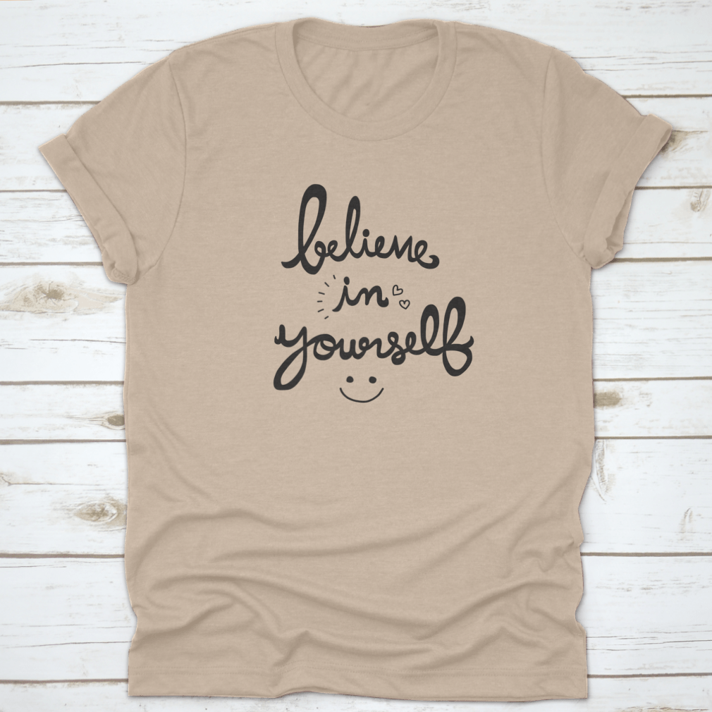 A cute vector illustration featuring the phrase 'Believe In Yourself' in a charming handwritten style, perfect for inspiring designs.