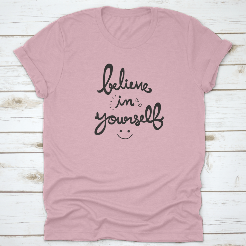 A cute vector illustration featuring the phrase 'Believe In Yourself' in a charming handwritten style, perfect for inspiring designs.