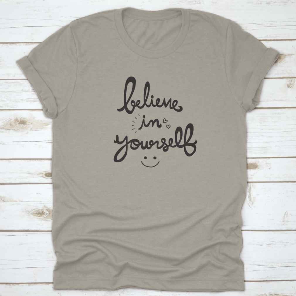 A cute vector illustration featuring the phrase 'Believe In Yourself' in a charming handwritten style, perfect for inspiring designs.