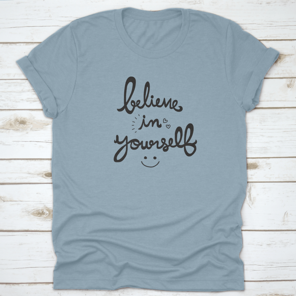 A cute vector illustration featuring the phrase 'Believe In Yourself' in a charming handwritten style, perfect for inspiring designs.