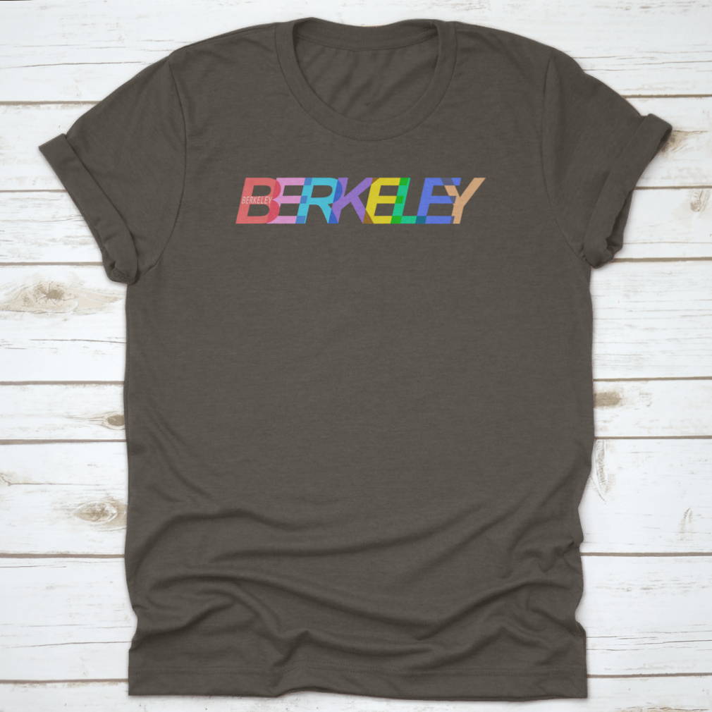 A stylish white shirt featuring the name 'Berkeley' prominently displayed, showcasing a modern design suitable for casual wear.