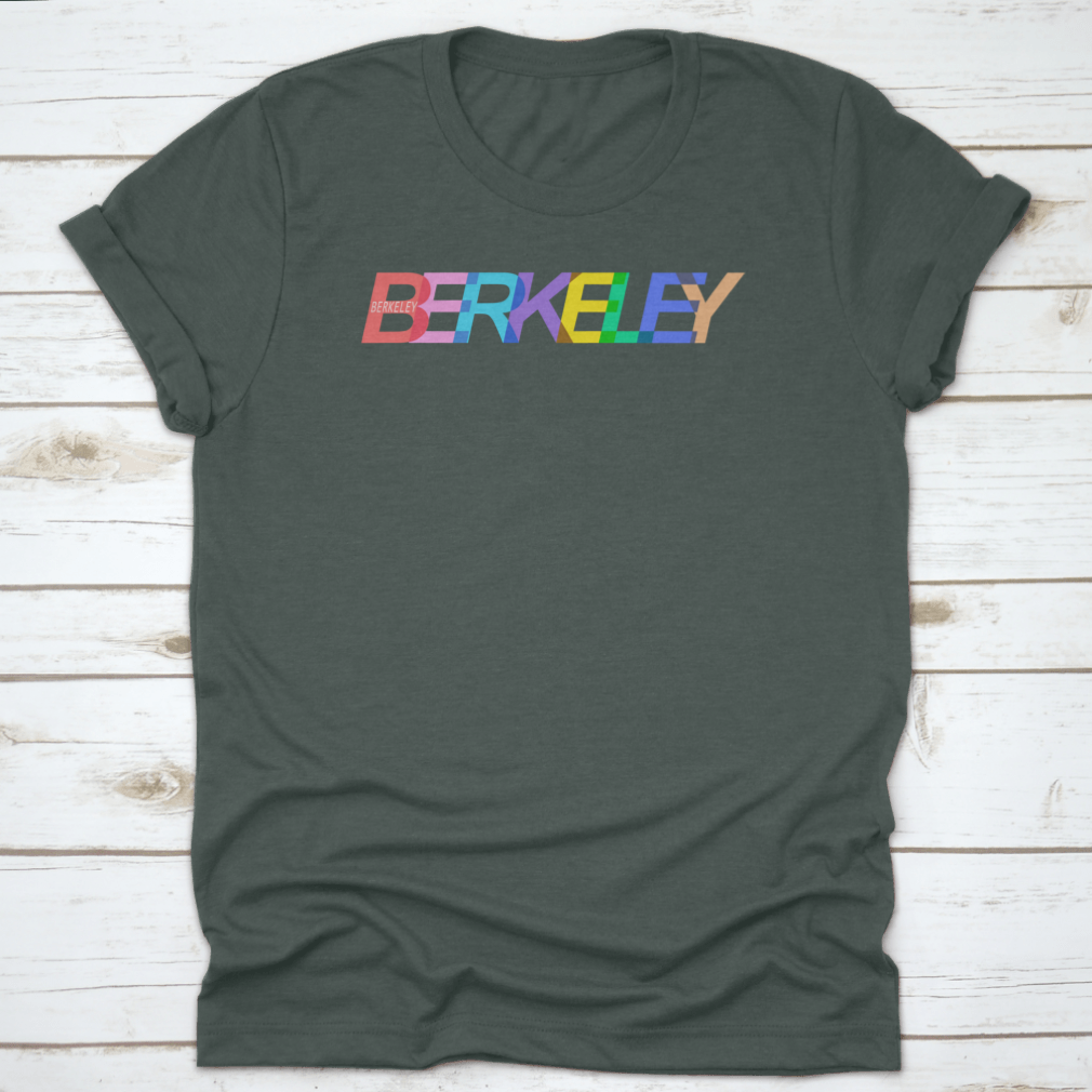 A stylish white shirt featuring the name 'Berkeley' prominently displayed, showcasing a modern design suitable for casual wear.