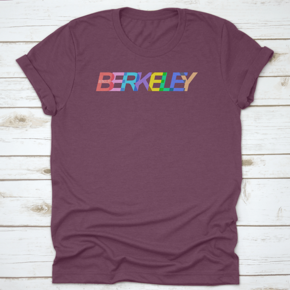 A stylish white shirt featuring the name 'Berkeley' prominently displayed, showcasing a modern design suitable for casual wear.