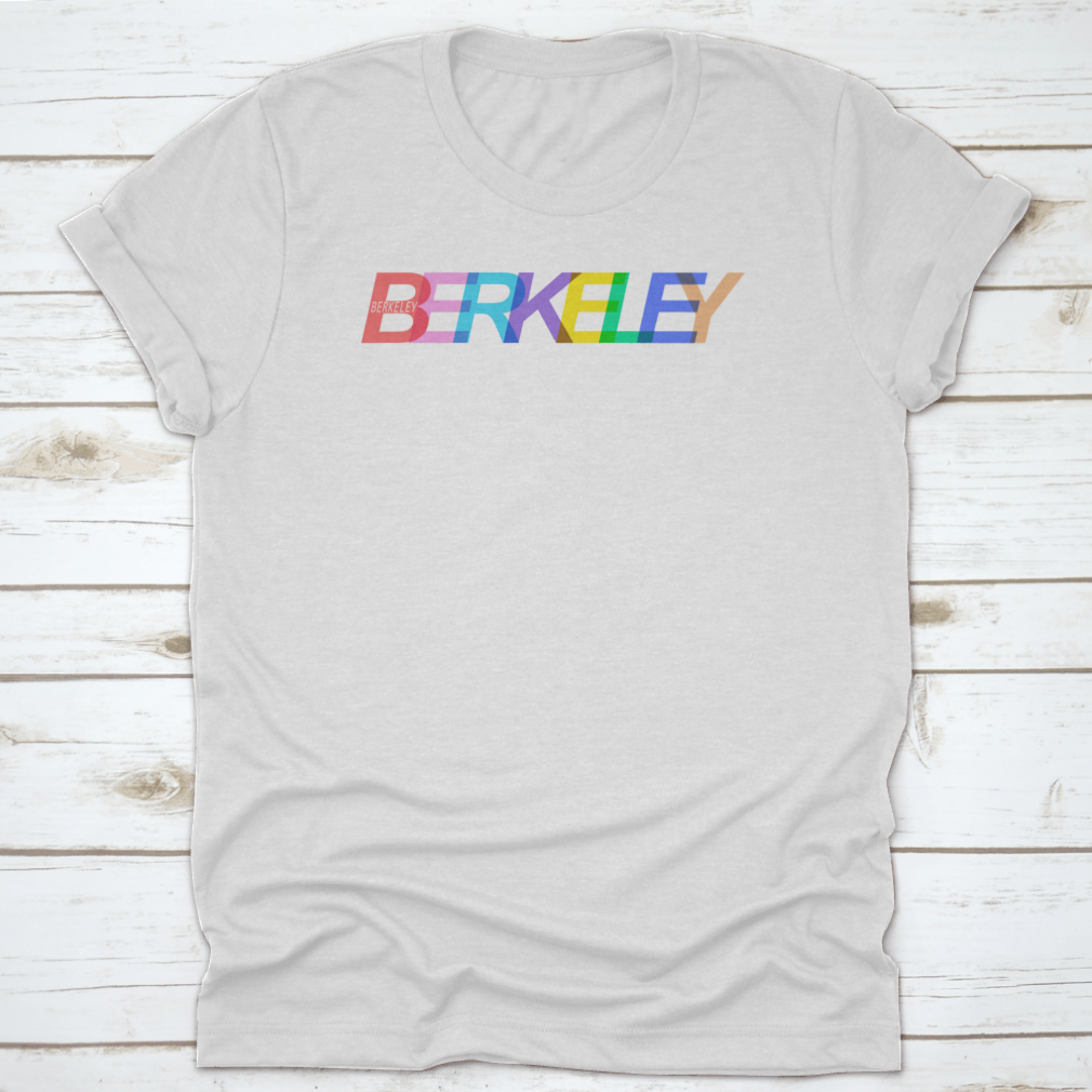 A stylish white shirt featuring the name 'Berkeley' prominently displayed, showcasing a modern design suitable for casual wear.