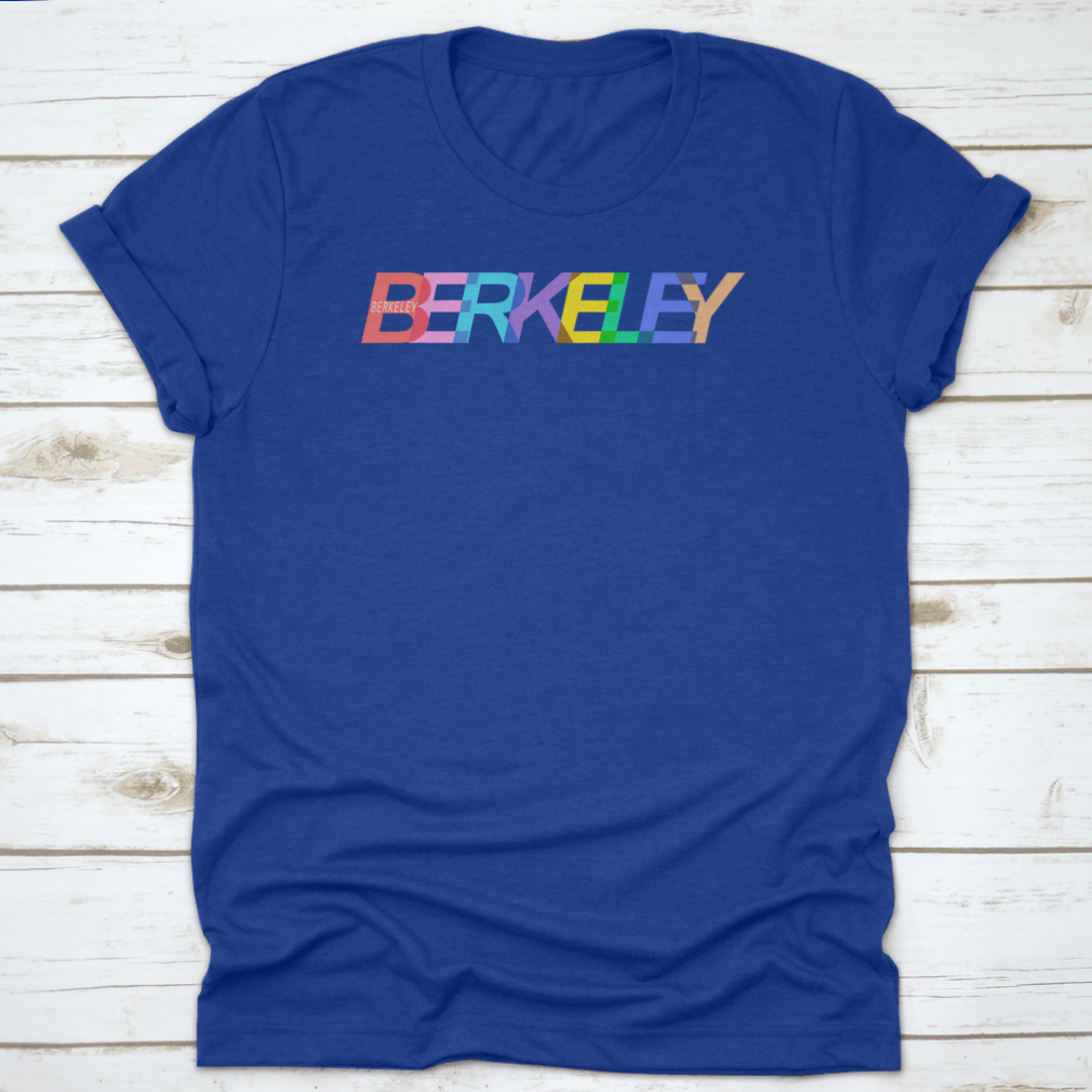 A stylish white shirt featuring the name 'Berkeley' prominently displayed, showcasing a modern design suitable for casual wear.