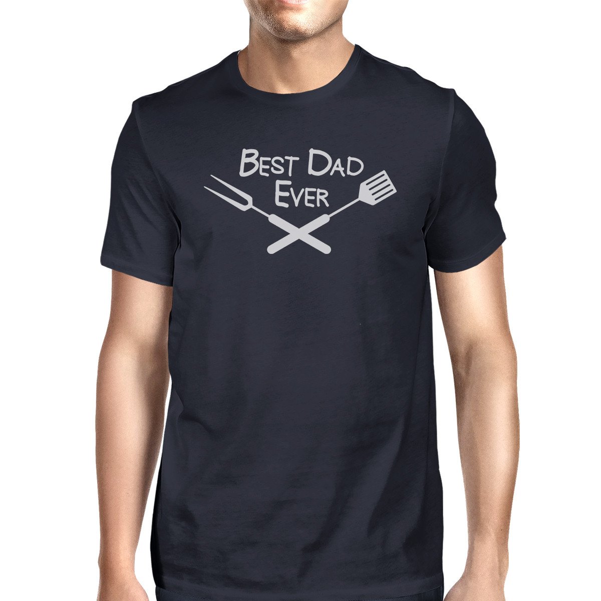 Best BBQ Dad Men's Navy Cotton Tee featuring a unique graphic design, made from 100% ring spun cotton for comfort.