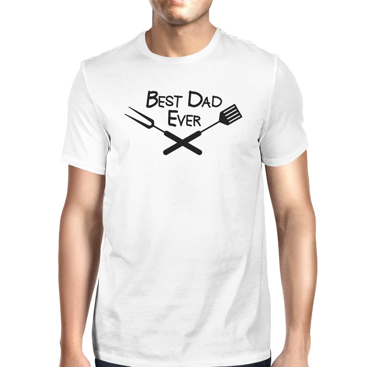 Best BBQ Dad Men's White Graphic Design T-Shirt featuring a vibrant graphic print, made from 100% ring spun cotton for comfort.