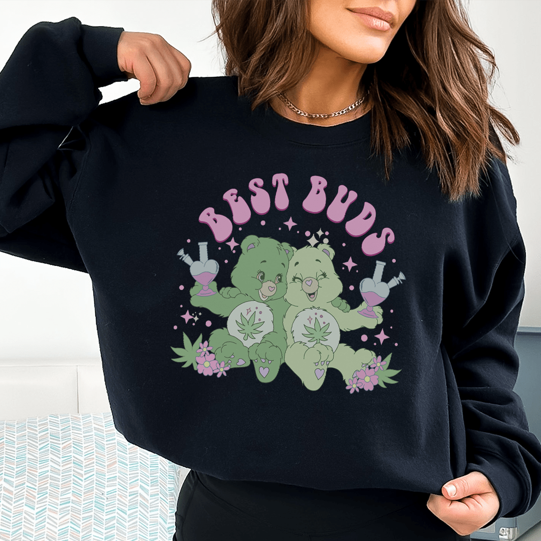 Best Buds sweats featuring unique designs by top artists, made from a warm cotton/poly fleece blend.