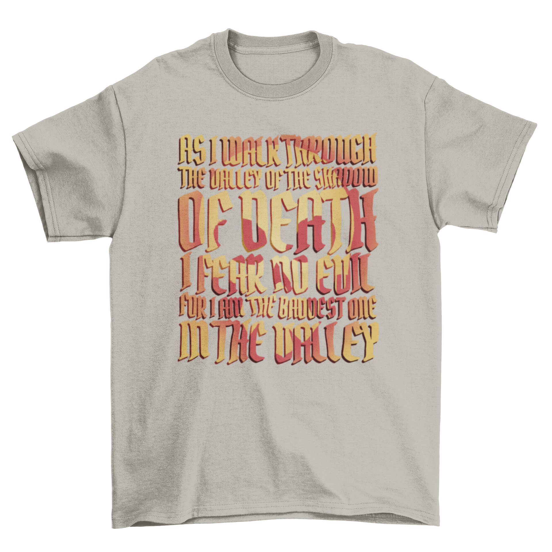 A stylish t-shirt featuring a religious quote from the Bible, designed for comfort and faith expression.