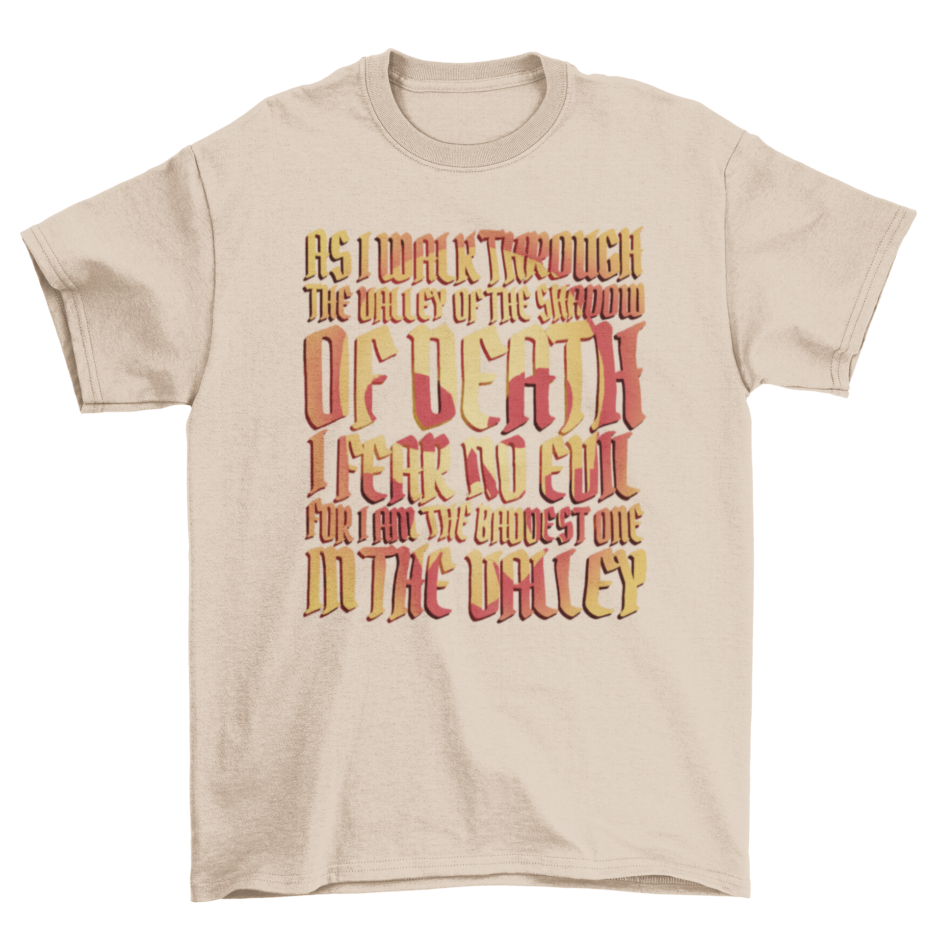A stylish t-shirt featuring a religious quote from the Bible, designed for comfort and faith expression.