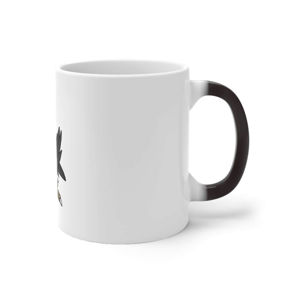 BiChip Color Changing Mug showcasing its color-changing feature with a warm beverage inside, highlighting its rounded corners and C-handle design.