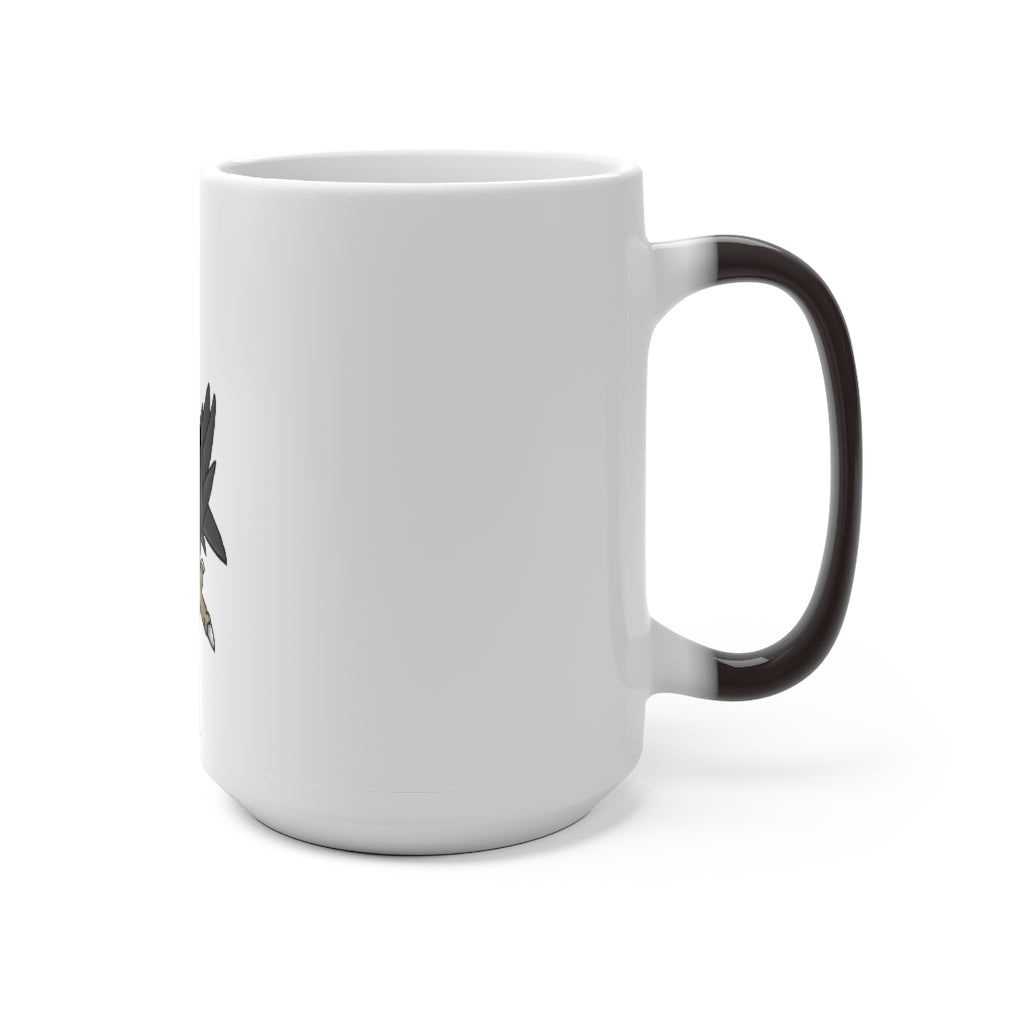 BiChip Color Changing Mug showcasing its color-changing feature with a warm beverage inside, highlighting its rounded corners and C-handle design.