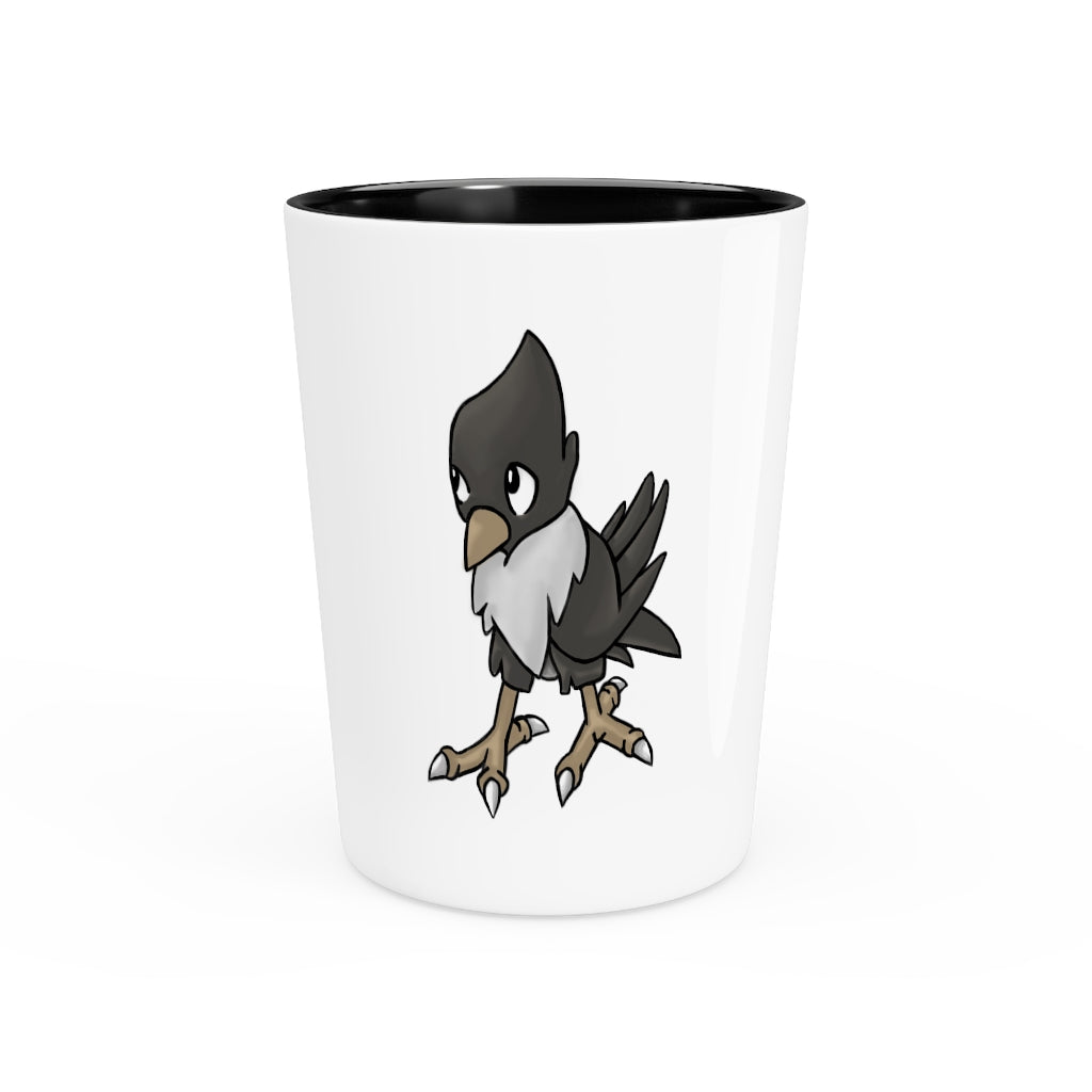 Personalized Bichip Shot Glass with white ceramic and customizable design, available in white or black interior.