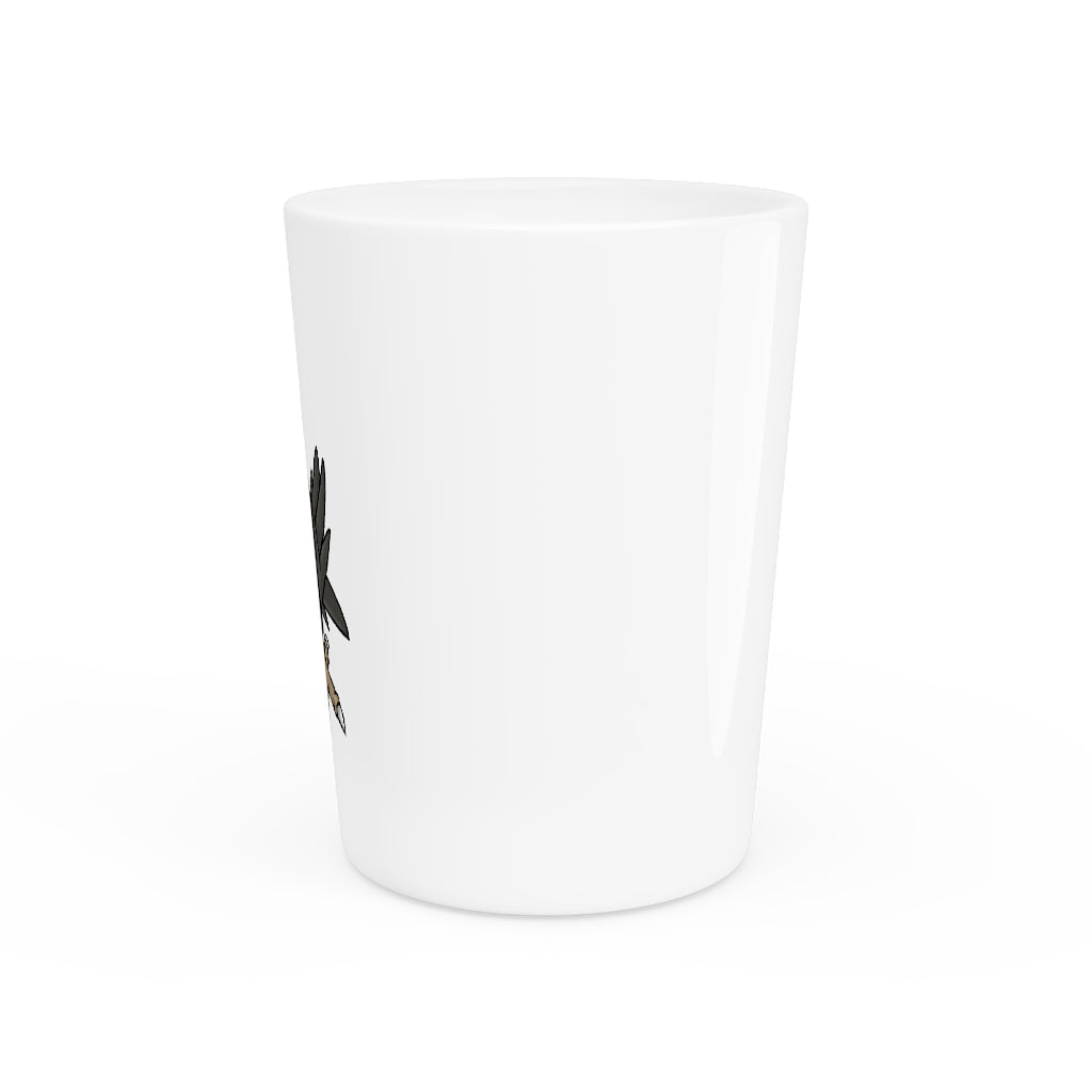 Personalized Bichip Shot Glass with white ceramic and customizable design, available in white or black interior.